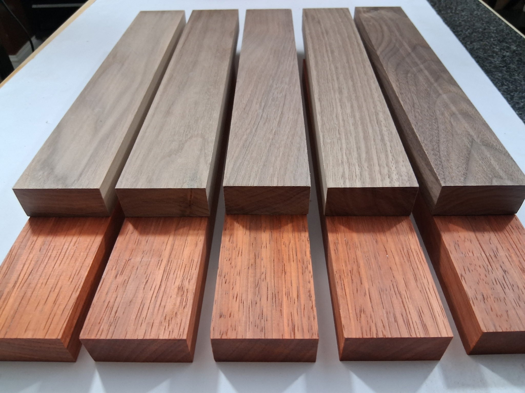 10 Kiln-Dried Padauk & Black Walnut Craft Wood Boards | 12" x 2" x 7/8"Premium Hardwood